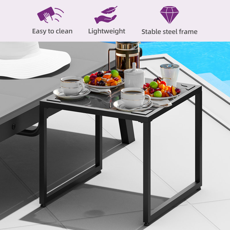 Outdoor Chaise Lounge Set with Table, Gray