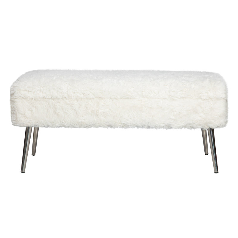Kristell Polyester Upholstered Storage Bench, Natural