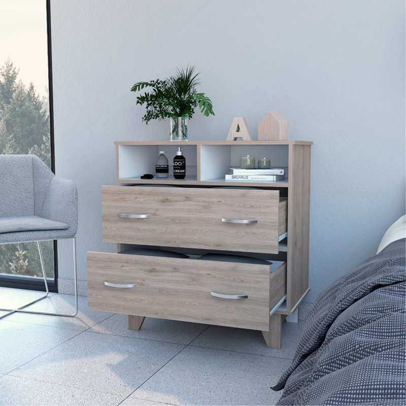 Commode 2 tiroirs Aaron, Marron clair