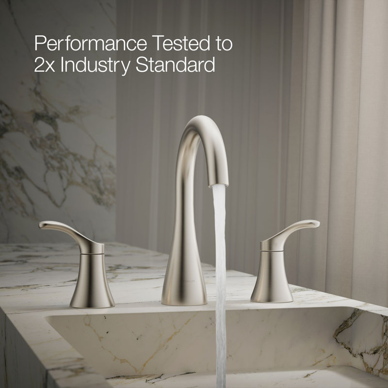 Simplice Widespread Bathroom Sink Faucet, Three-Hole Bathroom Faucet with Clicker Drain, 1.2 GPM, Chrome
