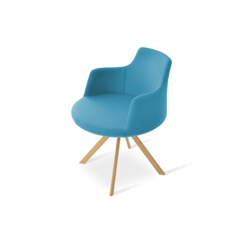 Fauteuil en laine Dervish, Naturel, Turquoise