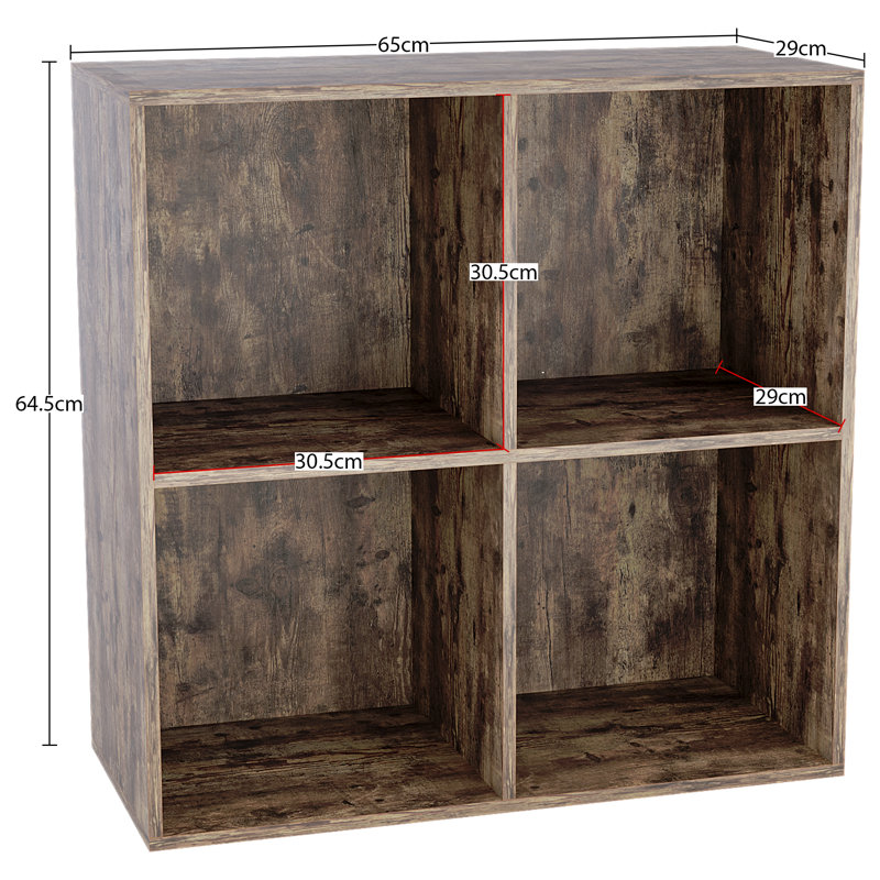 Bursa 64.5cm H x 65cm W Bookcase, Dark Wood/White