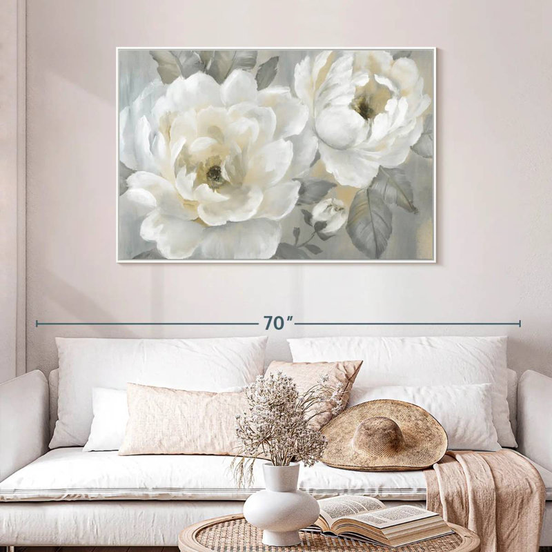 Pivoines parfaites, Cadre flottant blanc, 46 po x 31 po
