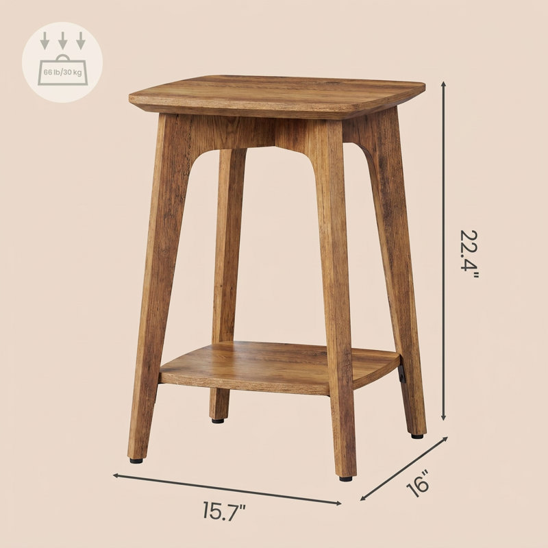 Square End Table, Honey Brown