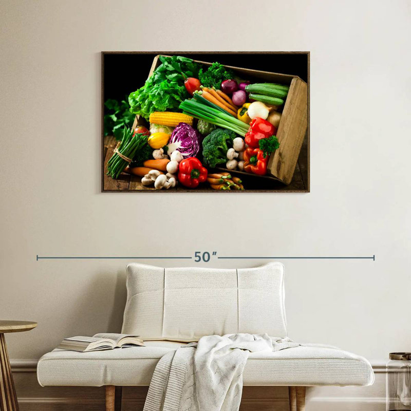 Caisse de légumes, 37 po x 25 po, Cadre flottant en noyer