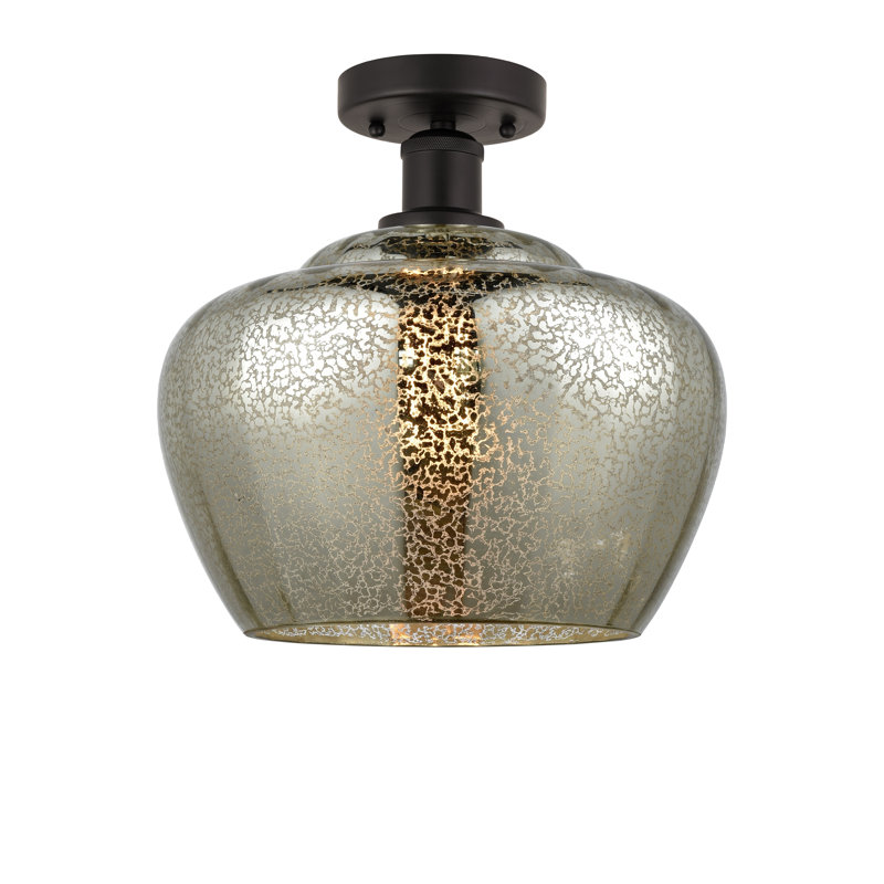 Plafonnier semi-encastré Noille Glass, Mercurisé, Bronze huilé