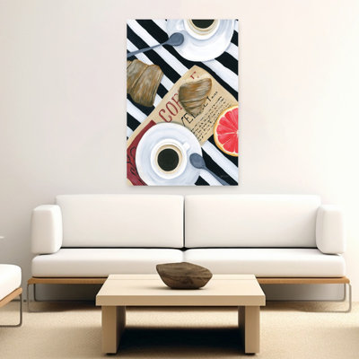 Espresso Time Contemporary Wall Art Print 1 Piece Wrapped Canvas Wall Art