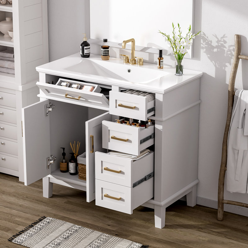 Meuble-lavabo simple 36 po avec lavabo, Blanc