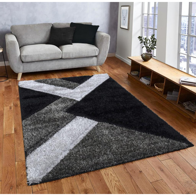 Woodbranch Geometric Shag Area Rug, Rectangle 160 x 230cm