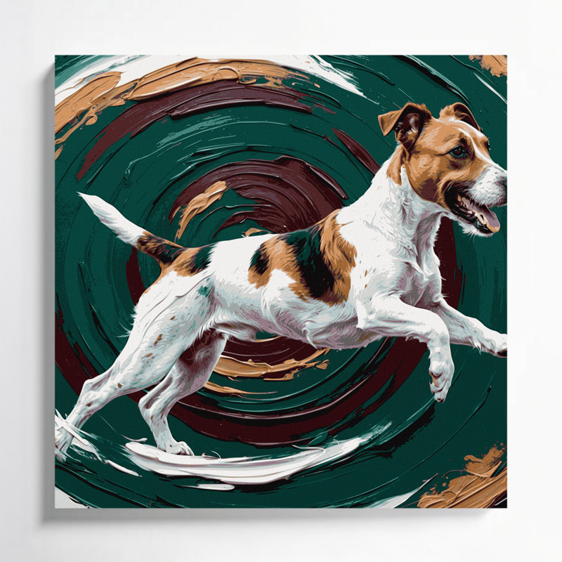 «Dogs Parson Russell Terrier», art mural sur toile verte, H 12 po x l 12 po