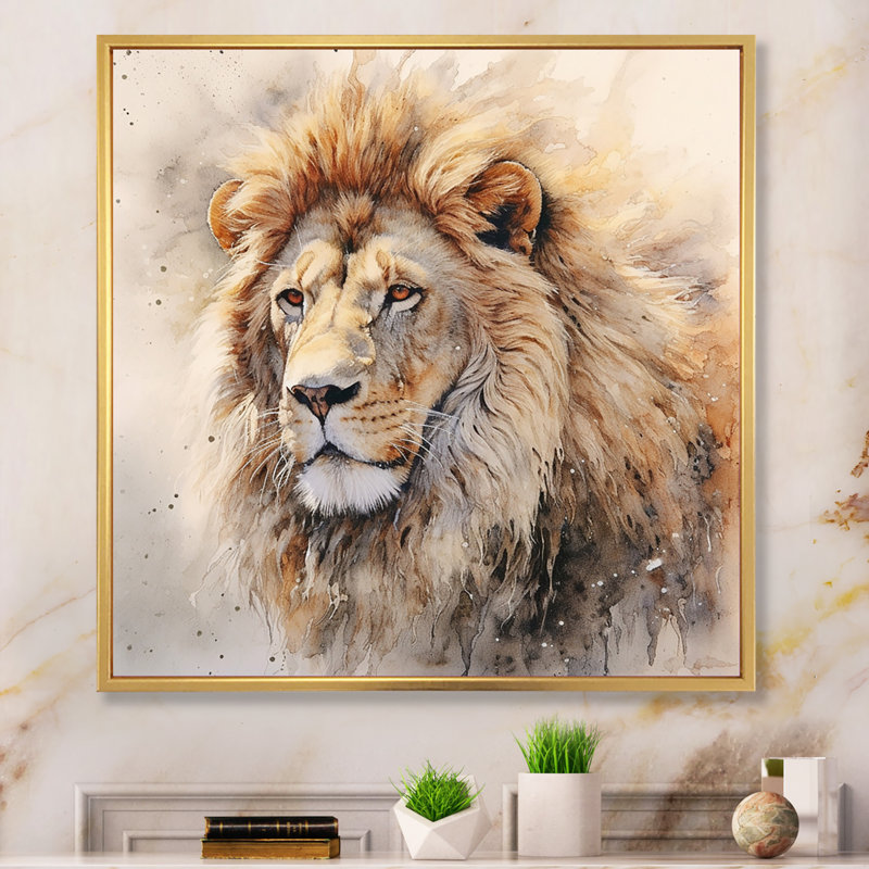 Lion, art mural sur toile, impression féroce et animal sauvage - lion féroce III, H 16 po x l 16 po x P 1 po