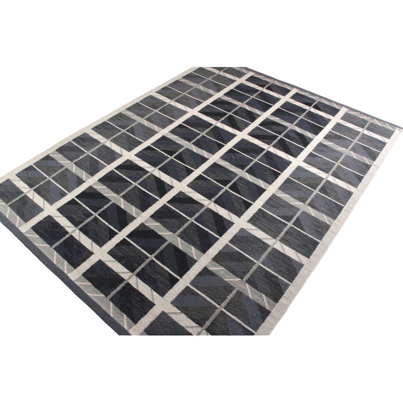 Scandinavian Hand Knotted Wool Geometric Area Rug, Rectangle 8' x 10'