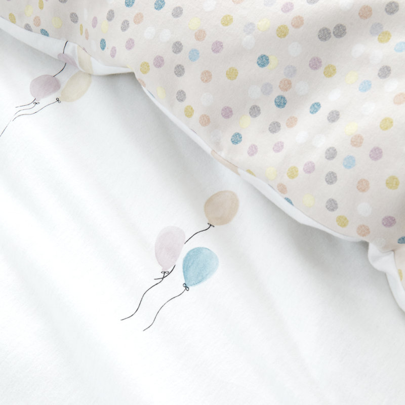 Brushed Balloons Reversible Cotton Duvet Cover Set, Single Duvet Cover + 1 Standard Pillowcase