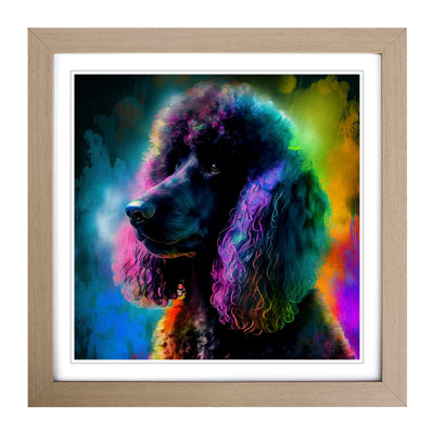 Poodle Dog Abstract Expressionism No.1 - Single Picture Frame Print on Wood
