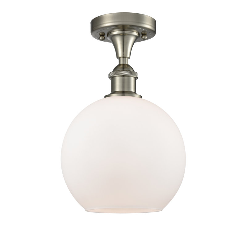 Plafonnier semi-encastré 8 lumières Baptista, Nickel satiné brossé, Blanc mat, 12'' H X 8'' W X 8'' D