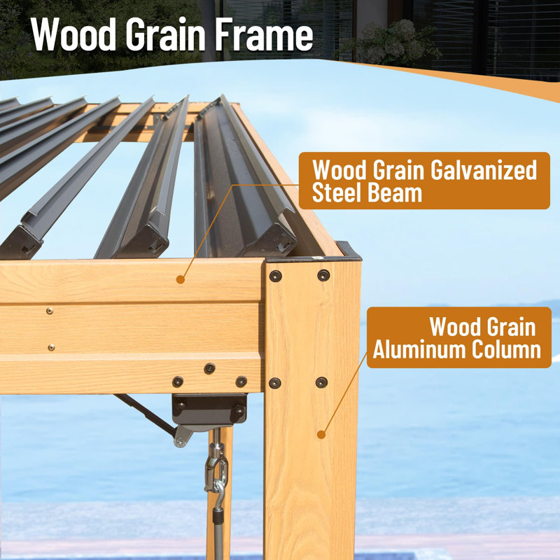 10 Ft. W x 10 Ft. D Aluminum Pergola, Antique Brown
