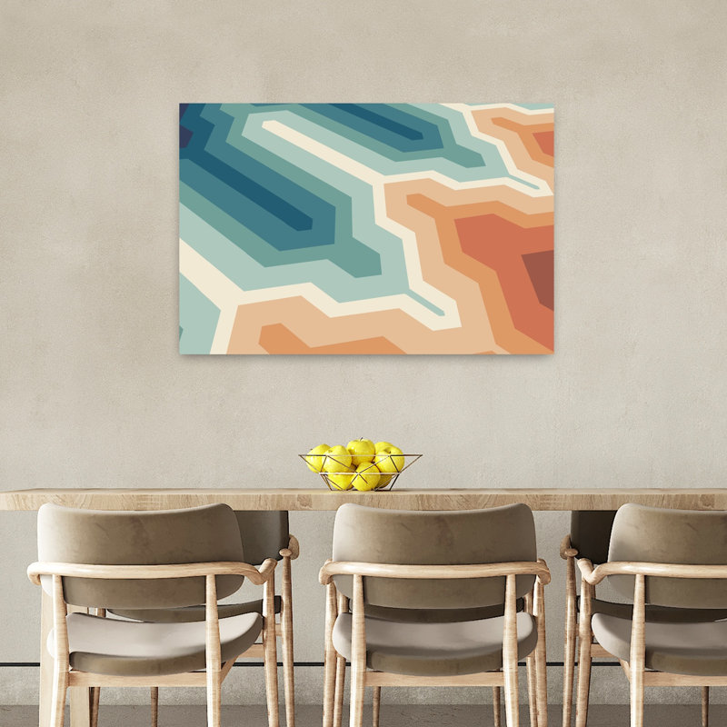 Funky Geo I, art contemporain abstrait, H 24 po x l 36 po