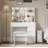 37'' White Makeup Vanity Set with Mirror & Light - Power Strip, 3 Modes Dimmable, Ample Storage, Includes Stool