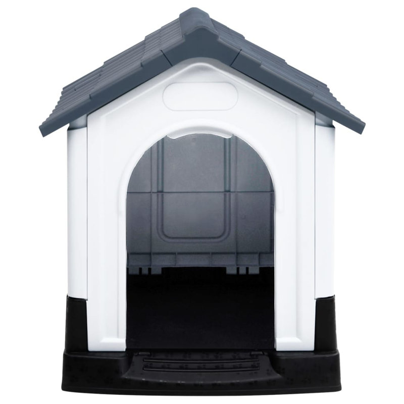 Fowler Plastic Portable Dog House, Grey/White/Black