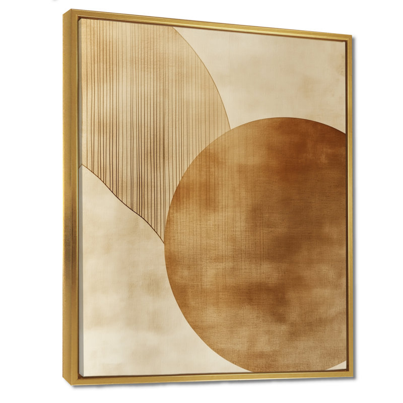 Abstrait abstrait arc-en-ciel neutre - art mural beige, Cadre flottant doré, H 32 po x l 24 po