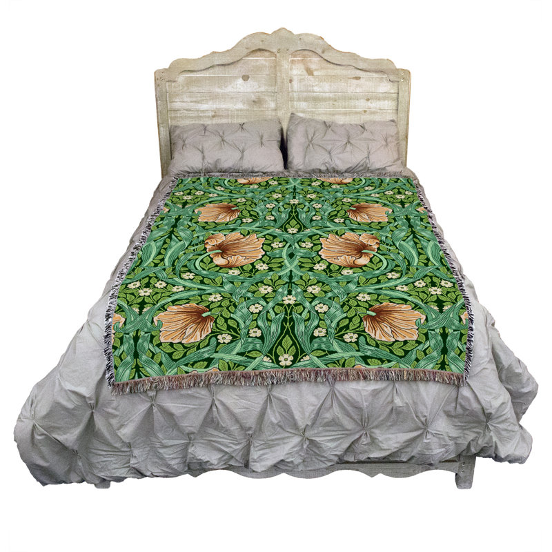 Couverture de péridot Pure Country Weavers par William Morris, L 72 po x L 54 po, Violet, Vanille Pimpernel