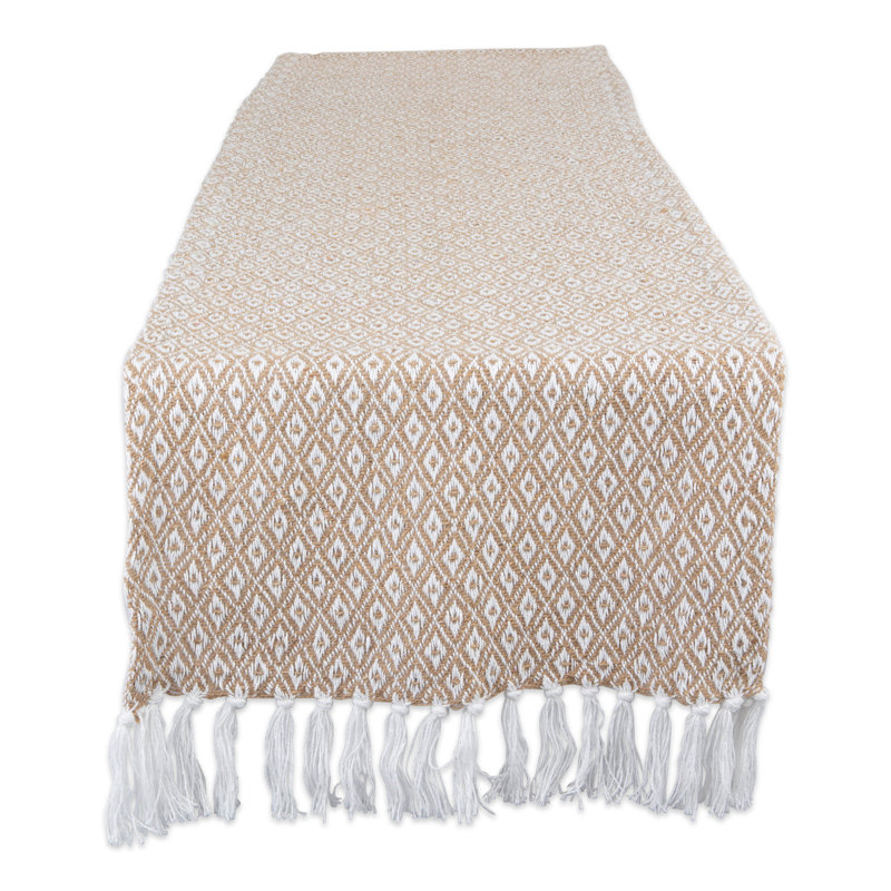 Anoka Geometric 100% Cotton Table Runner, Stone