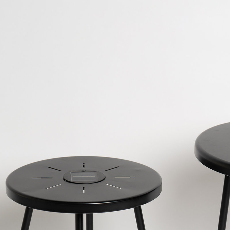 Ensemble de 2 tables d'appoint à énergie solaire avec éclairage DEL, ensemble de tables de bout rondes pour l'intérieur et l'extérieur