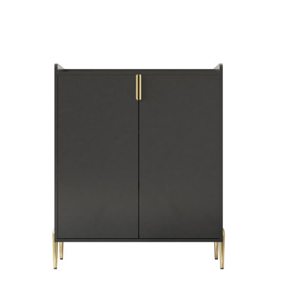 2 Doors Home Wine Bar Cabinet With Wine Rack & Adjustable Storage Shelf, Modern Sideboard With Soft-Closing Hinge, Dinning Room Buffet Cabinet, Liquor Cabinet Kitchen, Living Room Coffee Cart BLACK