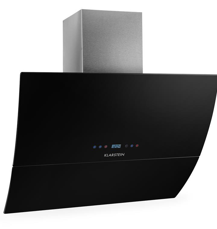 Ducted Wall Mount Cooker Hood, 64.5cm H x 90cm W x 45cm D, Black