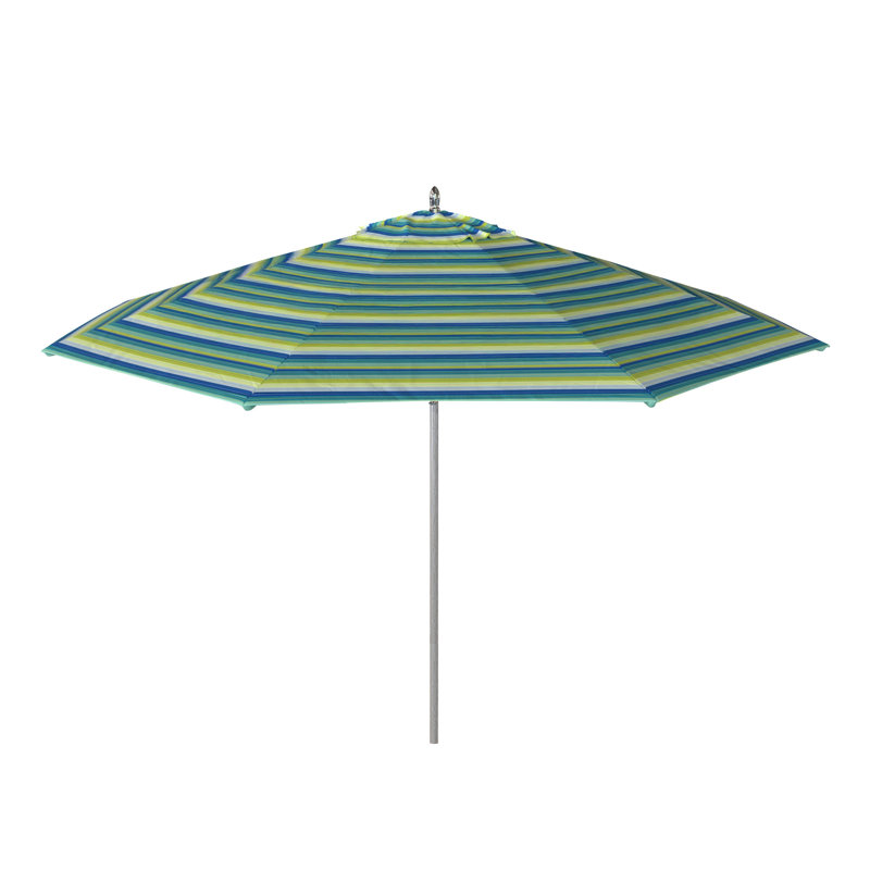 Parasol de patio en bois gris en aluminium 11 pi, Rayures vertes