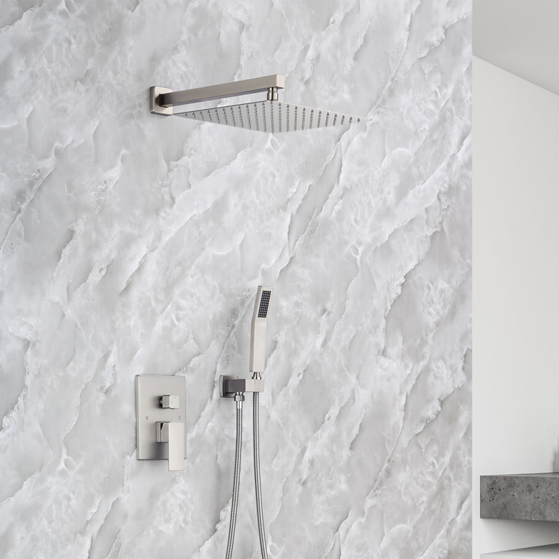 Système de douche complet avec valve brute, Nickel brossé