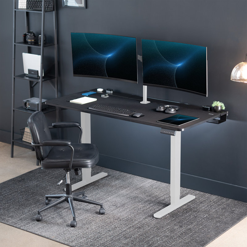 Vivo Electric 60" X 30" Desk, Black/White
