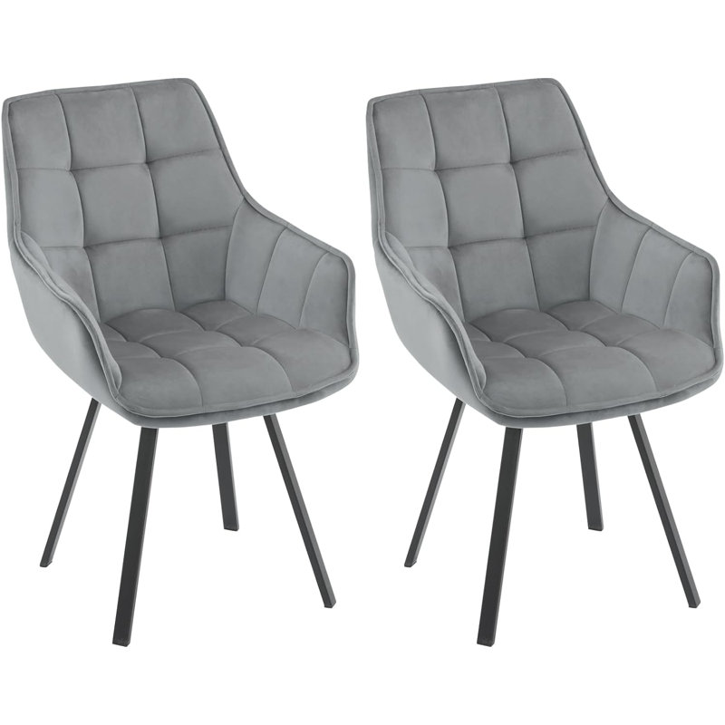 Beselare 48.5cm H Velvet Upholstered Armchair, Grey, 4