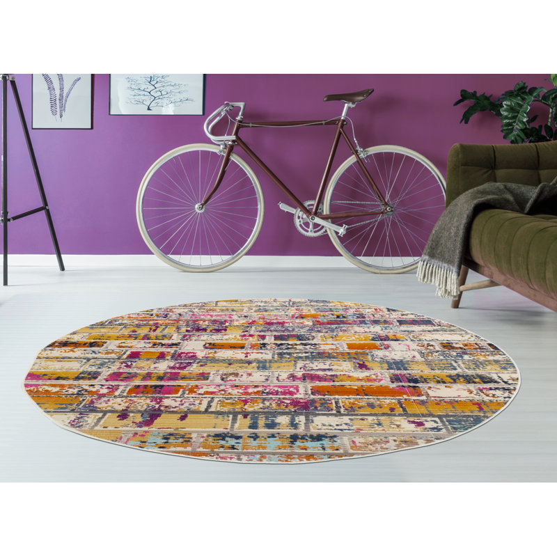 Morvant Geometric Indoor Rug, Round 5'