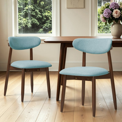 Arriah 27" Modern Upholstered Wingback Solid Wood Kitchen Dining Chairs Blue（Set of 2）