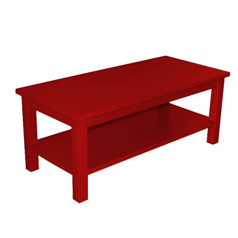 Versaloft Solid Wood Amish Coffee Table with Shelf in Tractor Red Paint - Living Room Conversation Table Made in the USA