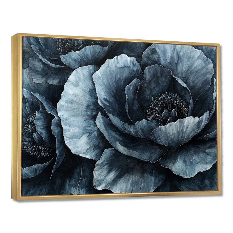 Ison - Floral Oversized Canvas Prints, 16" H x 32" W, Floater Framed, Gold