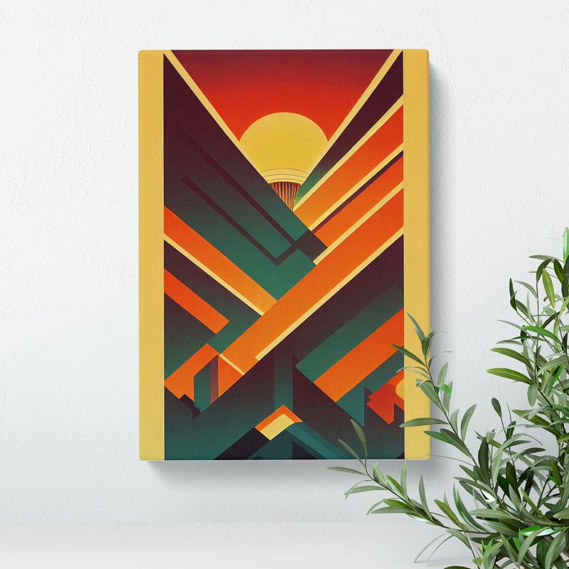 Art Deco Sunset No.5 - Wrapped Canvas Print, 50cm H x 35cm W x 3cm D