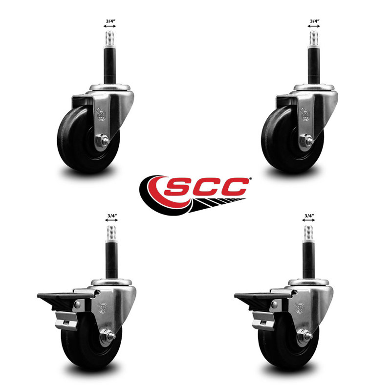 Ensemble de roulettes phénoliques pivotantes à roulettes extensibles 2 roues SCC PLB 3,5 po x 3/4 po