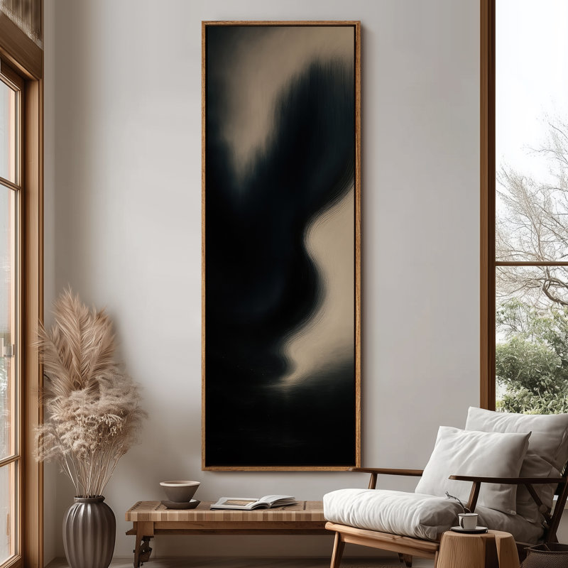 Très grand art mural rétro encadré pour art classique, H 60 po x l 20 po, Naturel