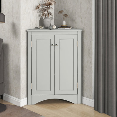 Triangle Bathroom Storage Cabinet With Adjustable Shelves, Freestanding Floor Cabinet For Home Kitchen