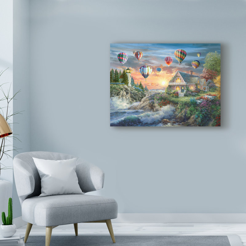 « balloons over crépuscule cove », reproduction de peinture à l’acrylique sur toile tendue, H 14 po x l 19 po x P 2 po