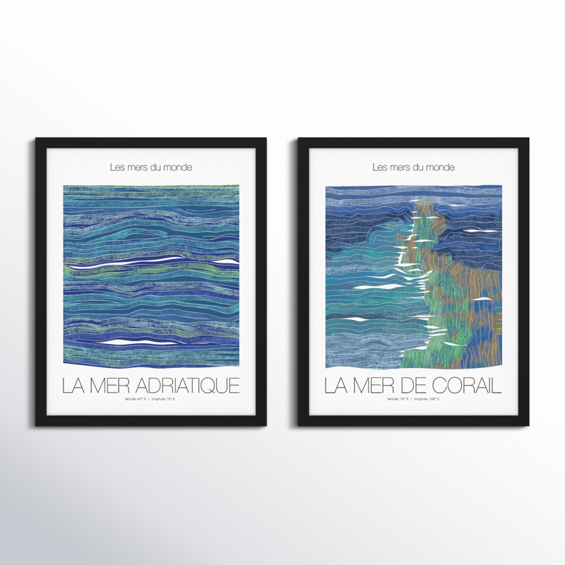 «Kess Adriatique and Corail», impression sur papier 2 pièces par Jacques Pilon, H 30 po x l 24 po x P 1,25 po