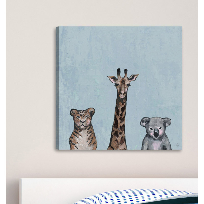 Furry Trio II - Wrapped Canvas Painting, 12" H x 12" W x 1.5" D