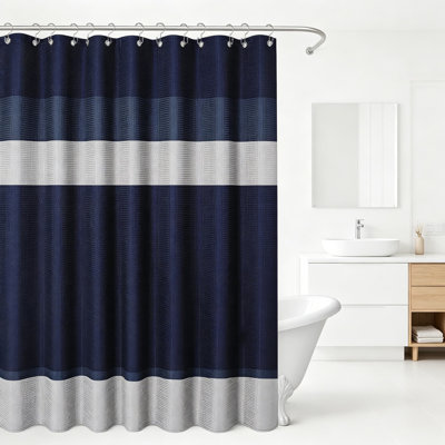 Ensemble de rideau de douche et doublure 3 en 1 avec crochets en métal résistants à la rouille, rideau de douche en tissu texturé gaufré, doublure imperméable en PEVA pour la salle de bain