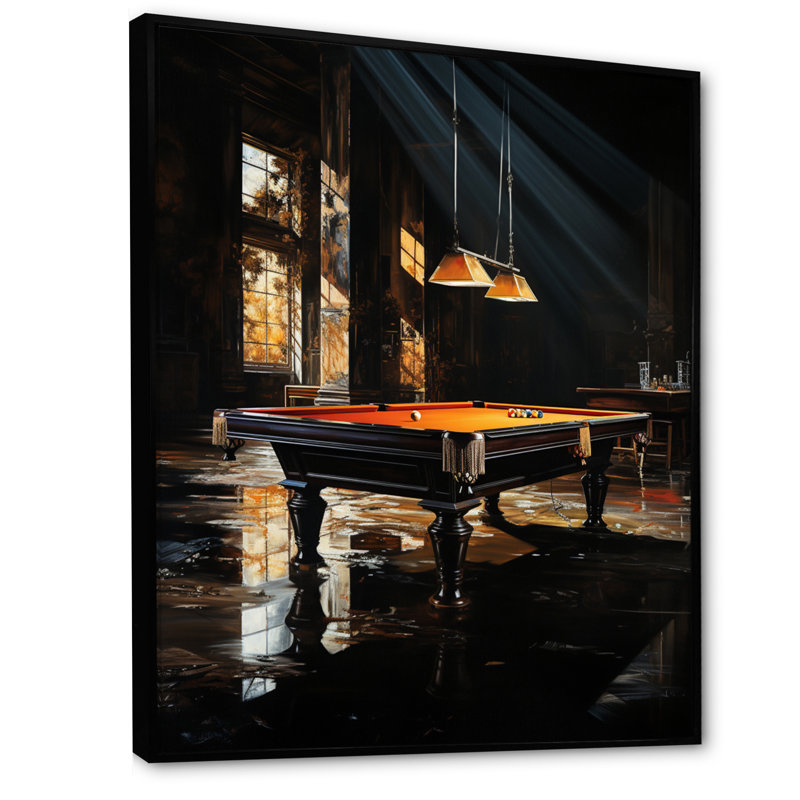 Impression sur toile Billard Shadows In Motion II - Sports, H 32 po x l 24 po x P 1 po, Cadre flottant noir
