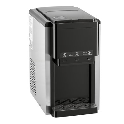 Distributeur d'eau avec machine à glaçons, distributeur d'eau de comptoir 3-en-1, 35 LBS / 24H, 12 cubes / 7 minutes de fabrication de glace rapide avec 4 LBS de rangement, glaçons et eau froide, pour la maison, la cuisine, la fête