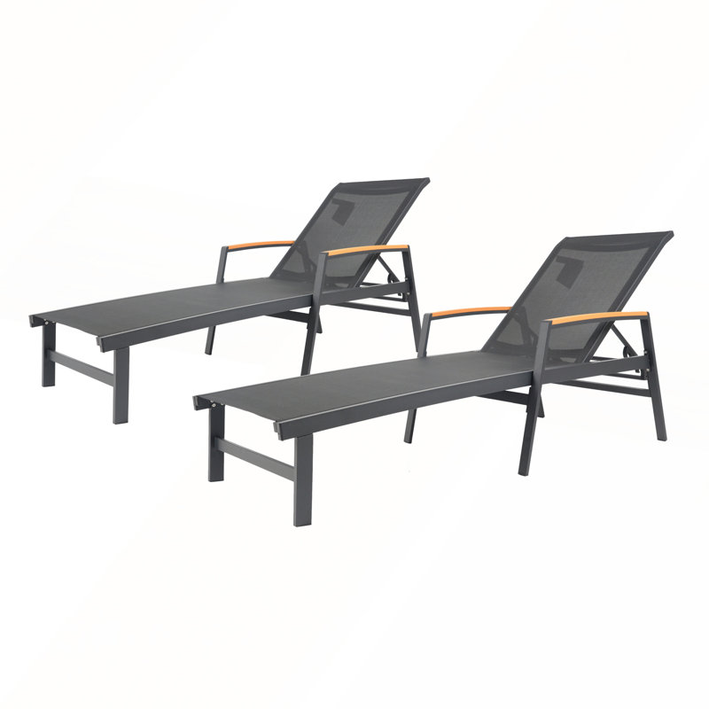 Chaise longue avec dossier réglable et confort luxueux pour la détente, Noir