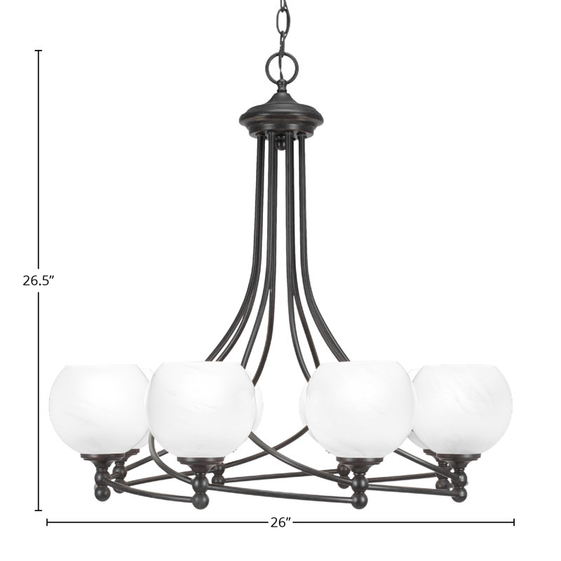 Lustre 8 lumières Capri avec verre de marbre blanc 5,75 po Capri, Granit foncé