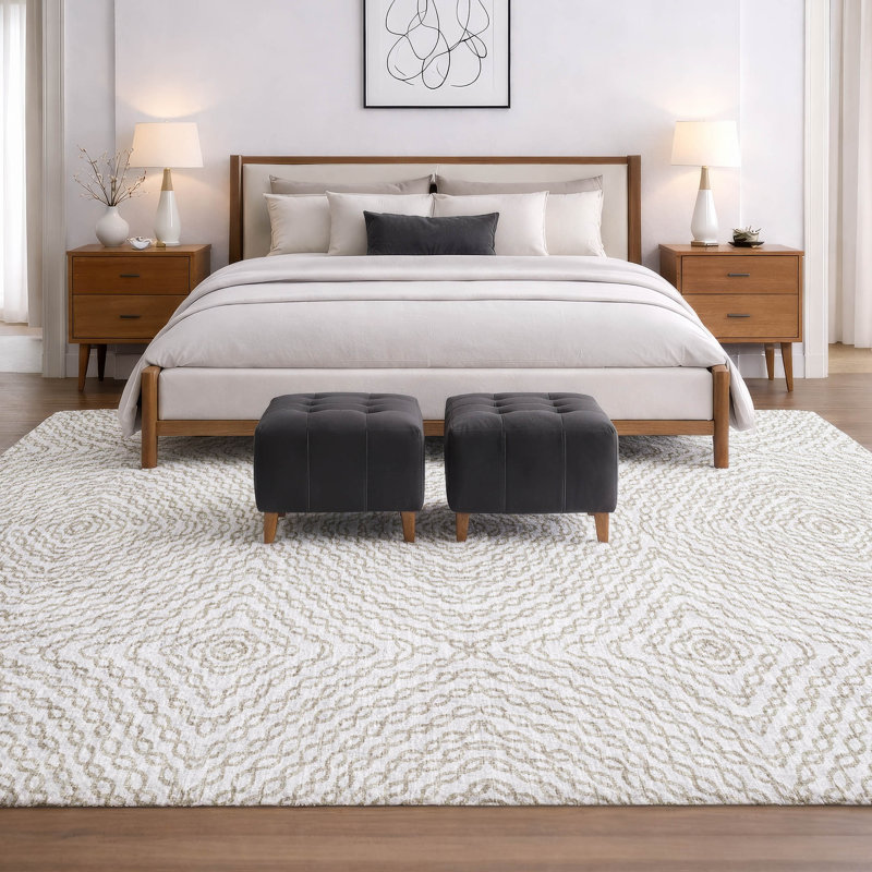 Premium Machine Washable Dream Shag ADS74 Chain Links Rug, Linen, 9' x 12'